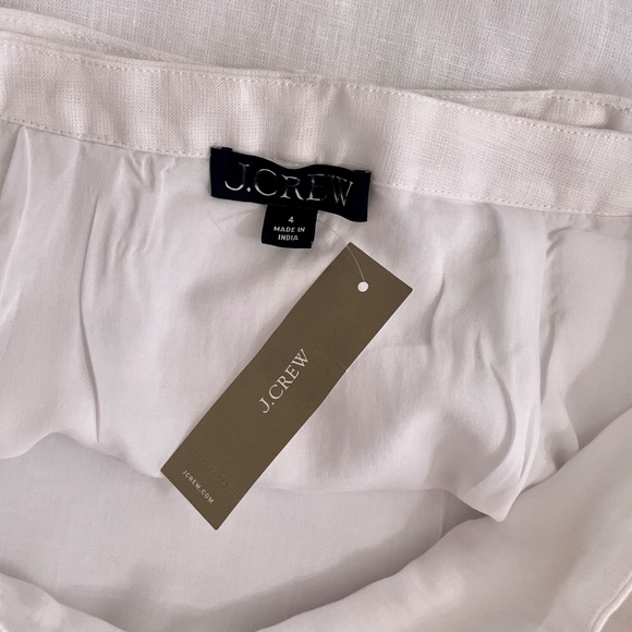 NWT!! J. CREW Wrap Skirt Linen Solid White Mini Tie Waist Preppy Lined Size 4 - Picture 12 of 15